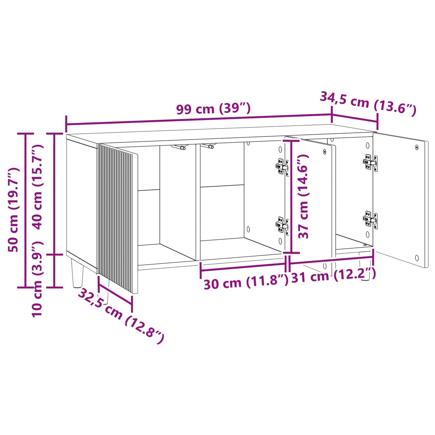 TV Cabinet Grey Sonoma 99 x 34.5 x 50 cm Engineered Wood