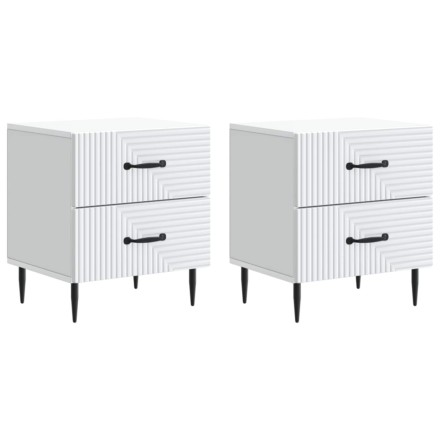 Bedside Cabinet 2 pcs White 43 x 34.5 x 47.5 cm Engineered Wood