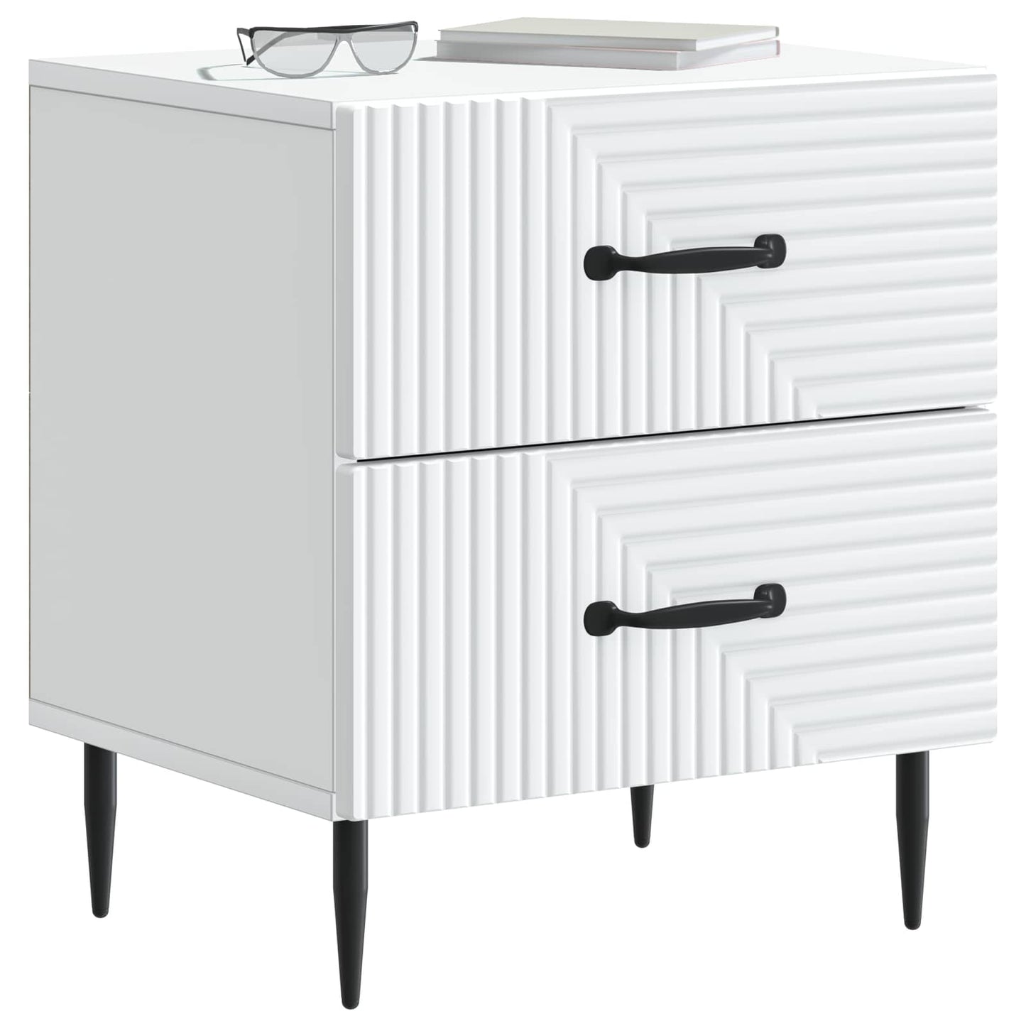 Bedside Cabinet 2 pcs White 43 x 34.5 x 47.5 cm Engineered Wood