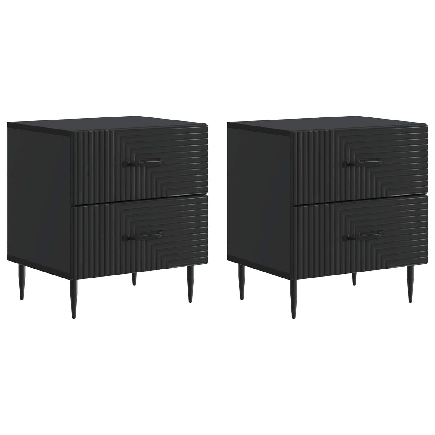 Bedside Cabinet 2 pcs Black 43 x 34.5 x 47.5 cm Engineered Wood