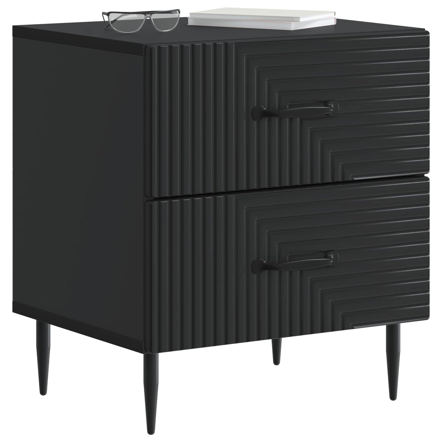 Bedside Cabinet 2 pcs Black 43 x 34.5 x 47.5 cm Engineered Wood