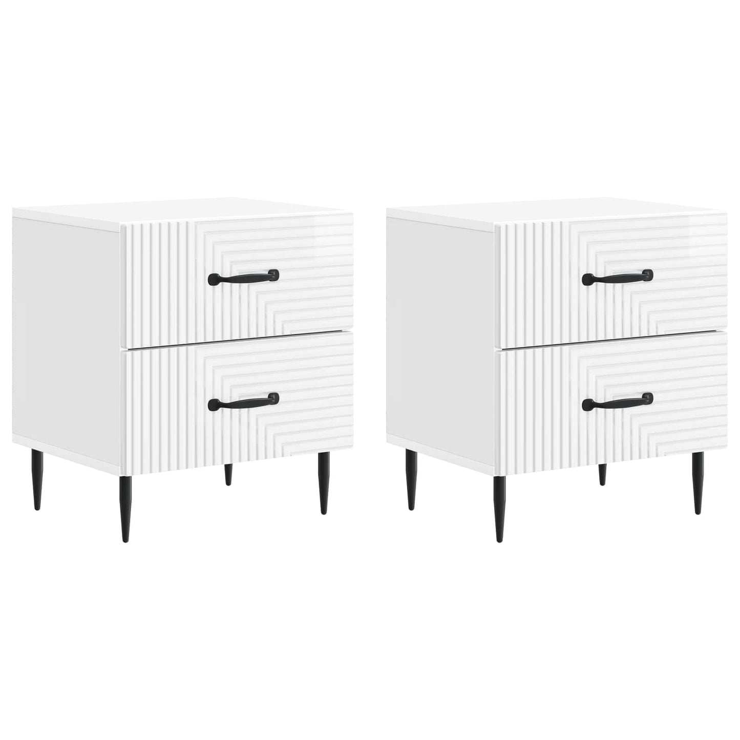Bedside Cabinet 2 pcs High Gloss White 43 x 34.5 x 47.5 cm