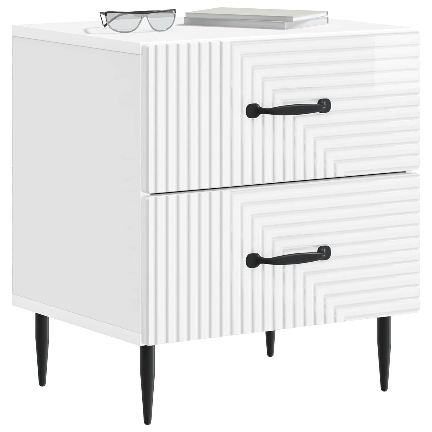 Bedside Cabinet 2 pcs High Gloss White 43 x 34.5 x 47.5 cm