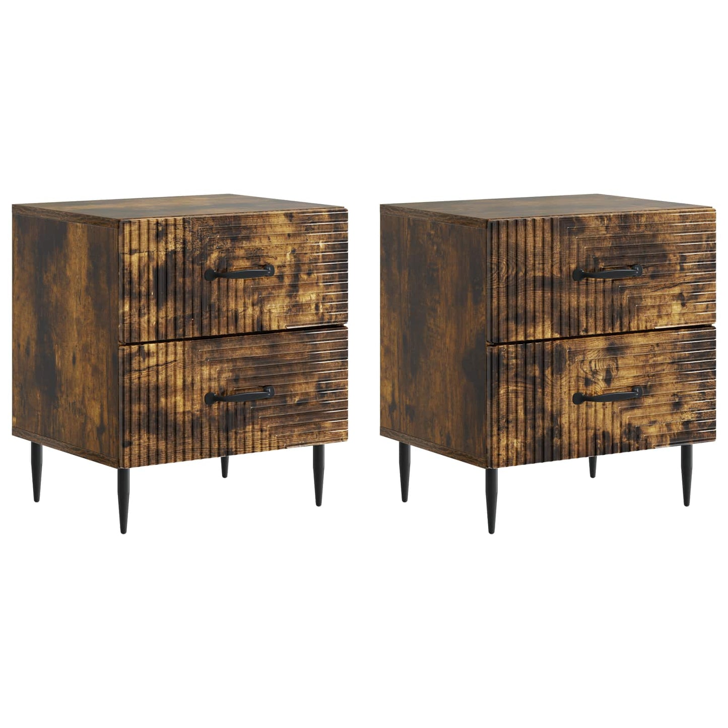 Bedside Cabinet 2 pcs Smoked Oak 43 x 34.5 x 47.5 cm