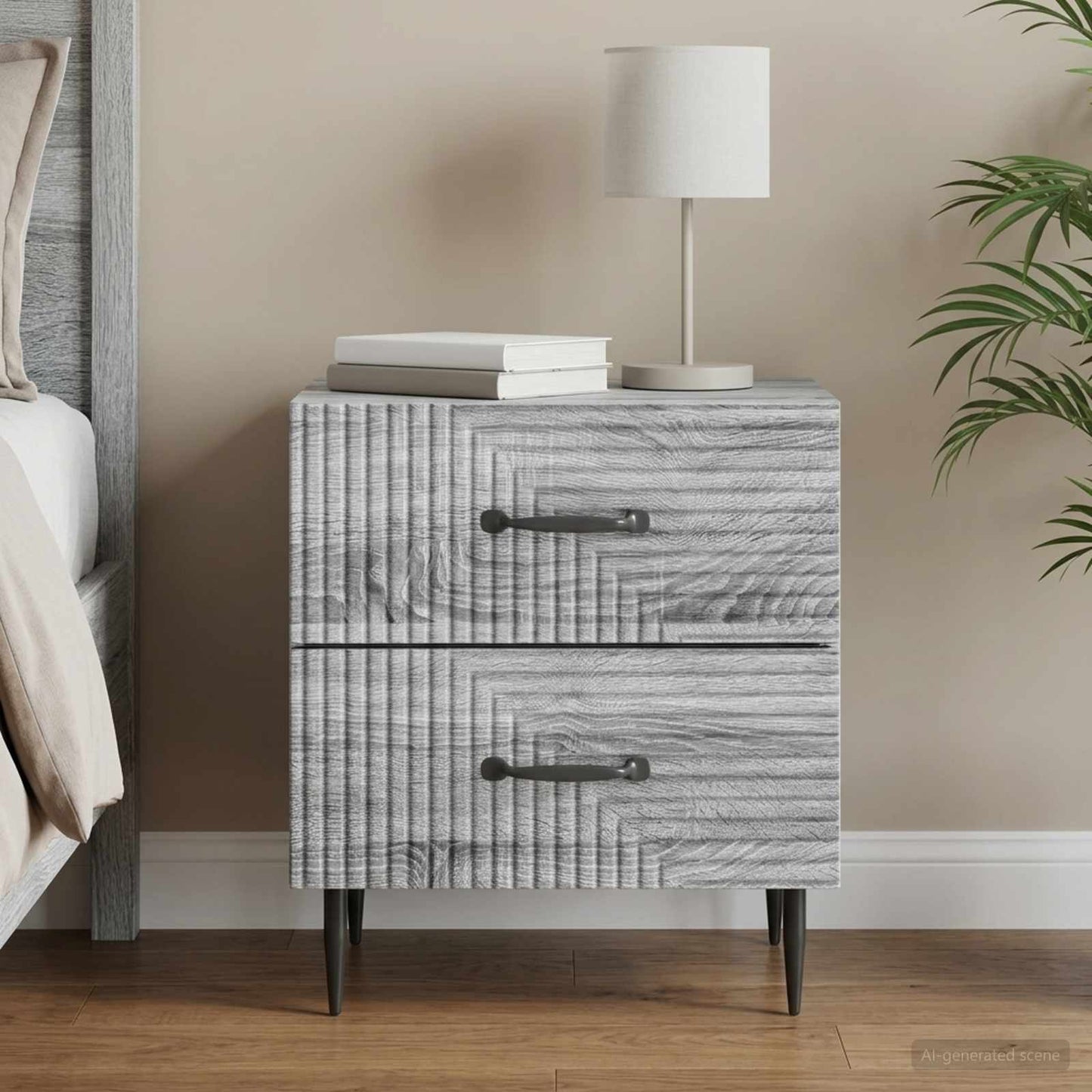 Bedside Cabinet Grey Sonoma 43 x 34.5 x 47.5 cm Engineered Wood