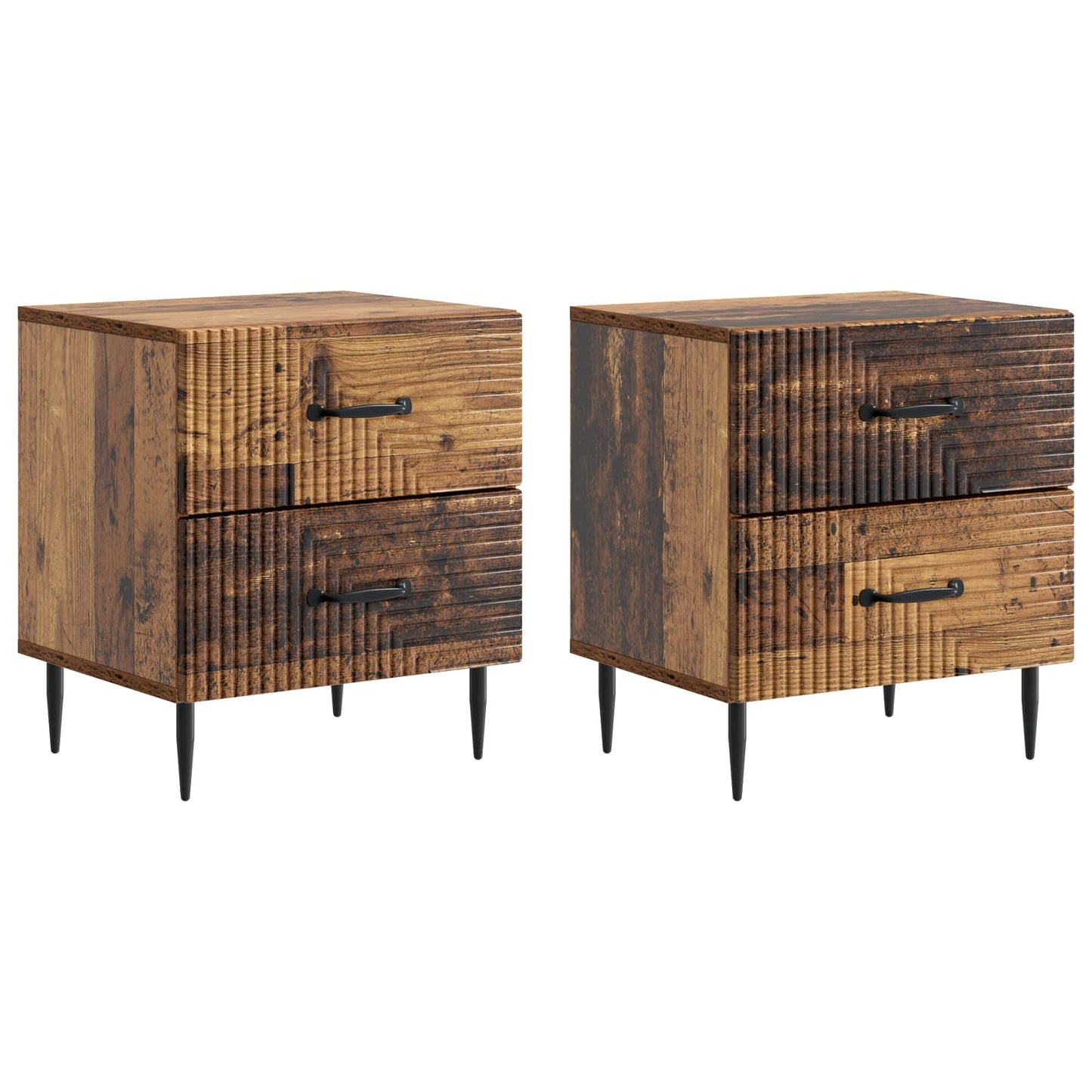 Bedside Cabinet with Drawer 2 pcs Old Wood 43 x 34.5 x 47.5 cm