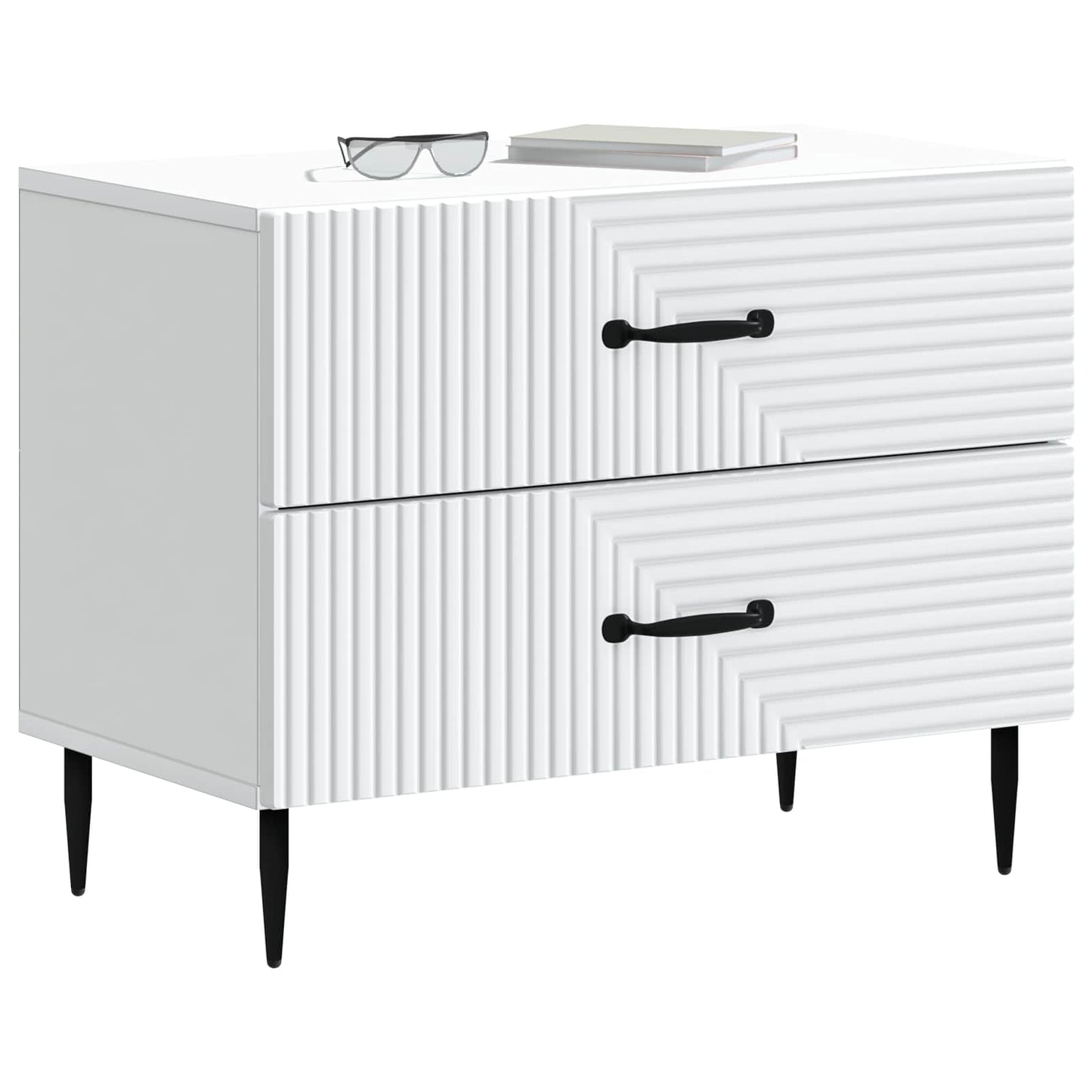 Bedside Cabinet White 62 x 34.5 x 47.5 cm Engineered Wood