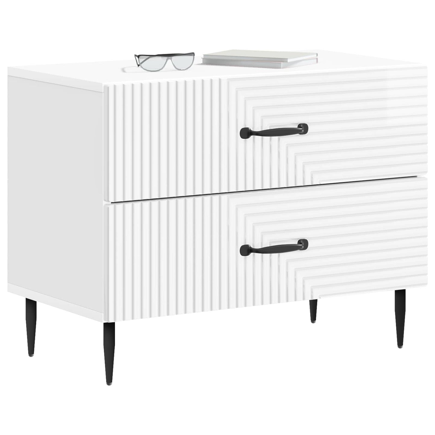 Bedside Cabinet High Gloss White 62 x 34.5 x 47.5 cm