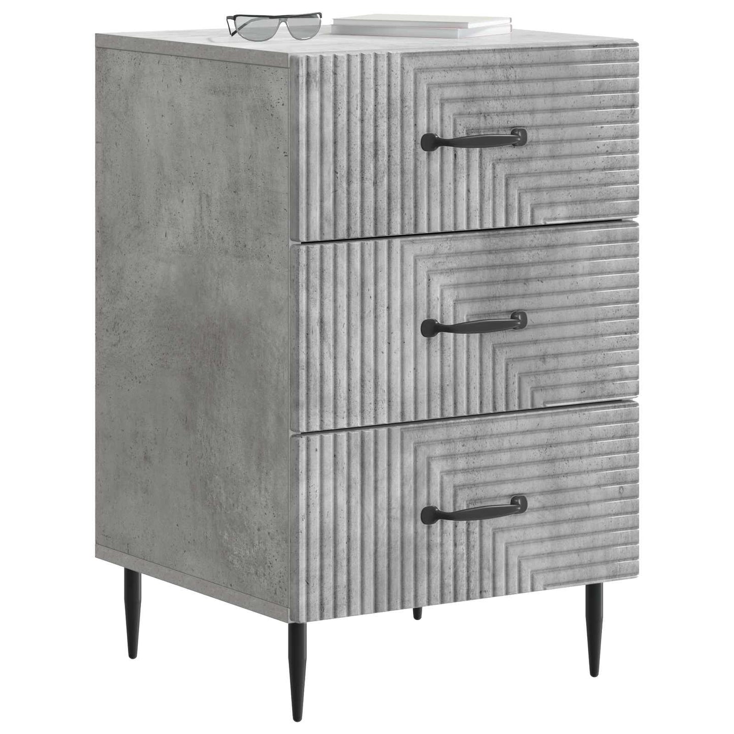 Bedside Cabinet Concrete Grey 43 x 41 x 66.5 cm Engineered Wood