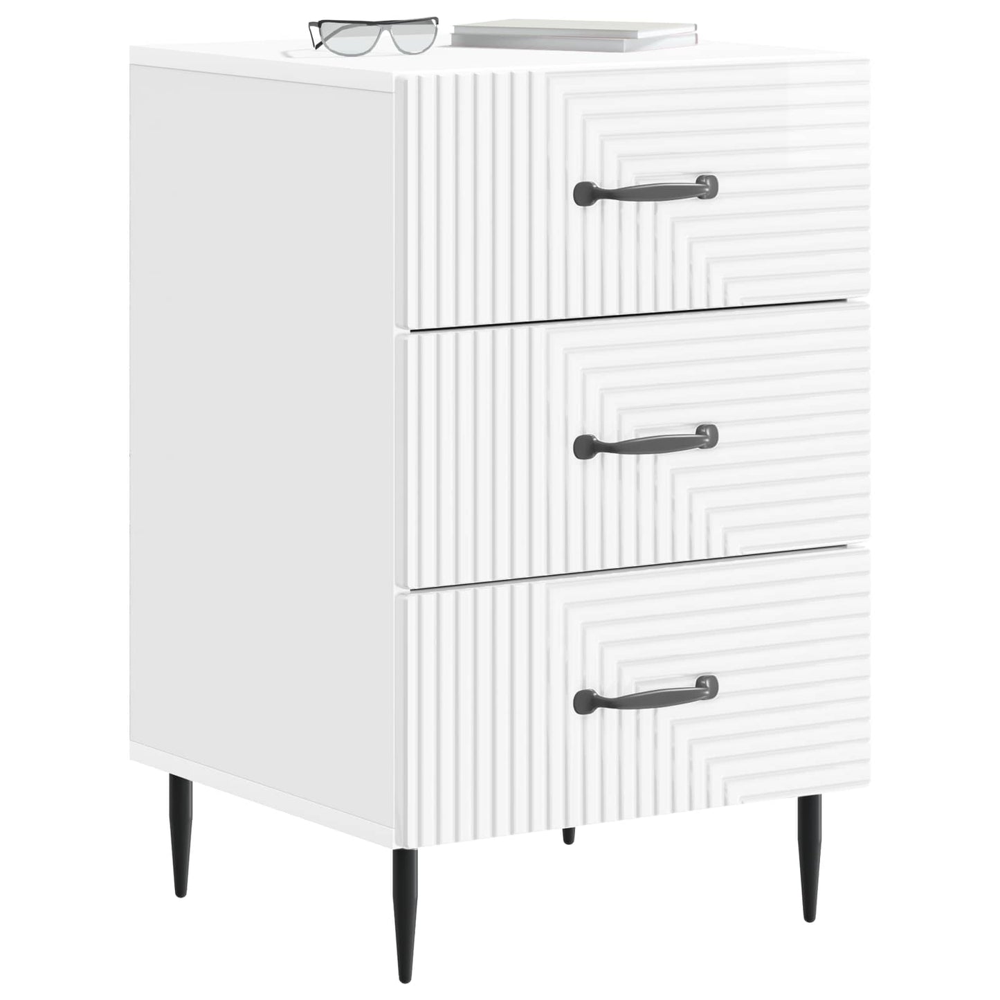 Bedside Cabinet with Drawer High Gloss White 43 x 41 x 66.5 cm