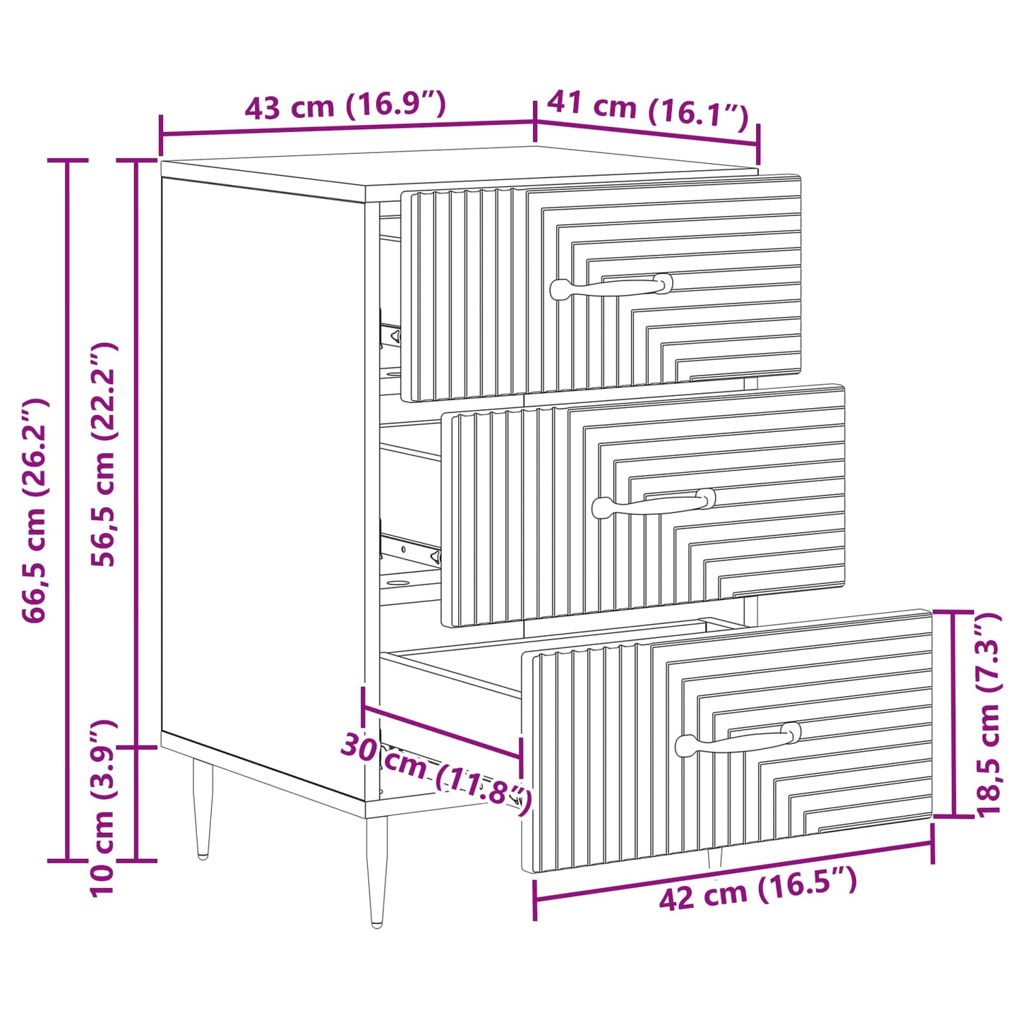 Bedside Cabinet with Drawer High Gloss White 43 x 41 x 66.5 cm