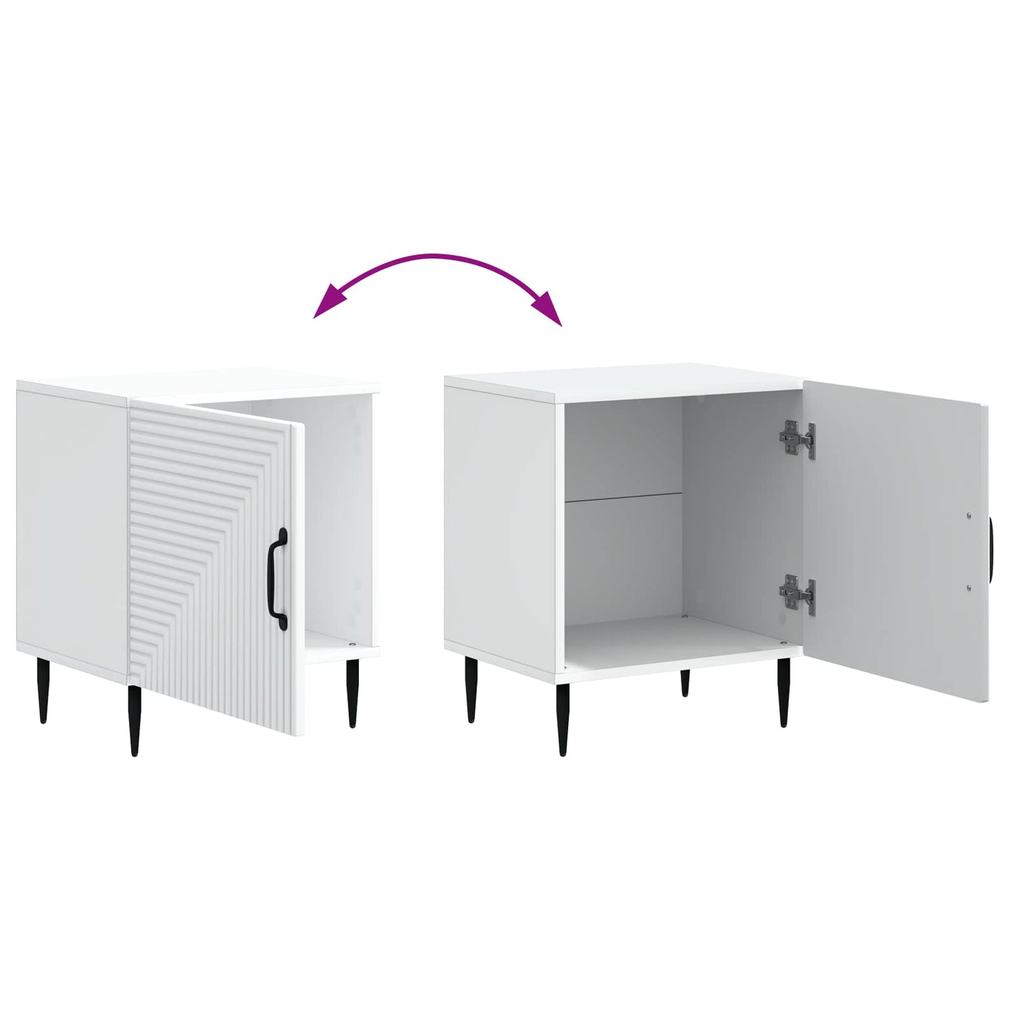 Bedside Cabinet 2 pcs White 43 x 34.5 x 50 cm Engineered Wood