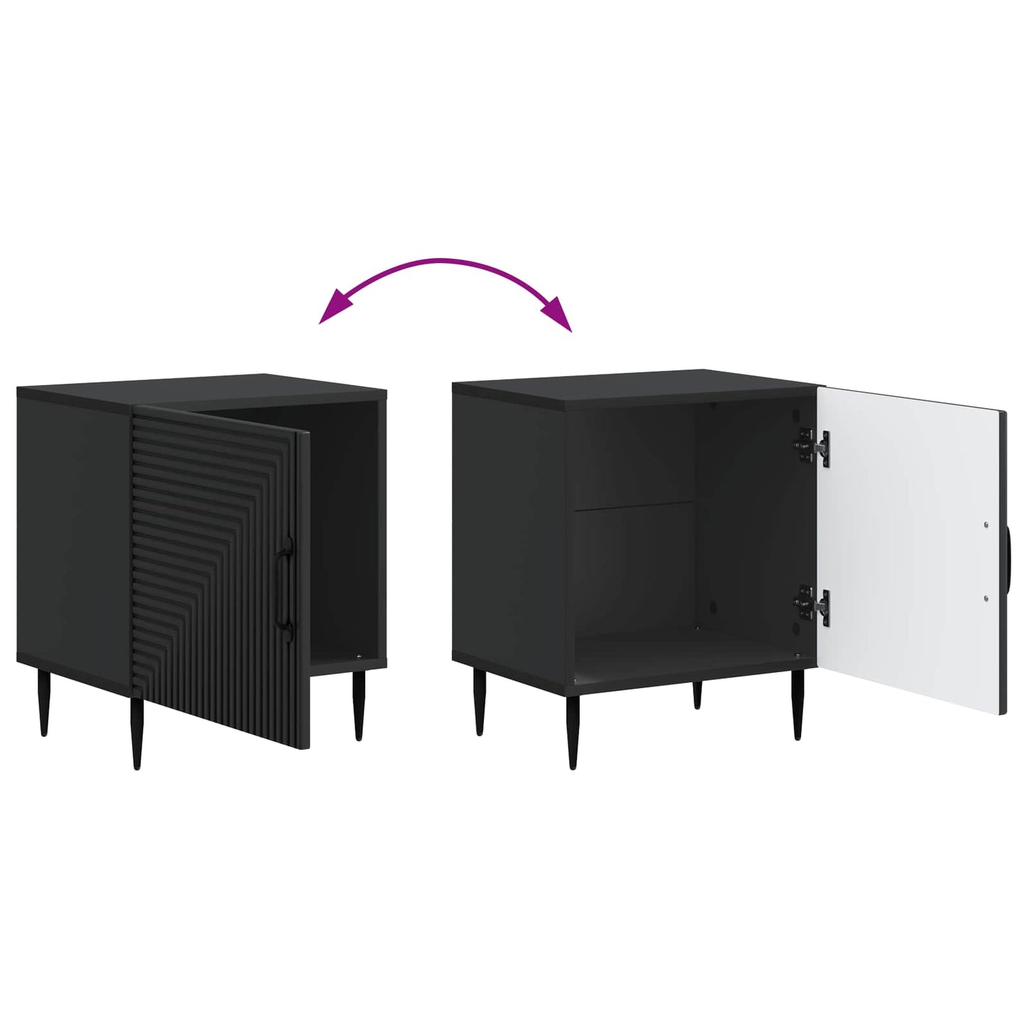 Bedside Cabinet 2 pcs Black 43 x 34.5 x 50 cm Engineered Wood