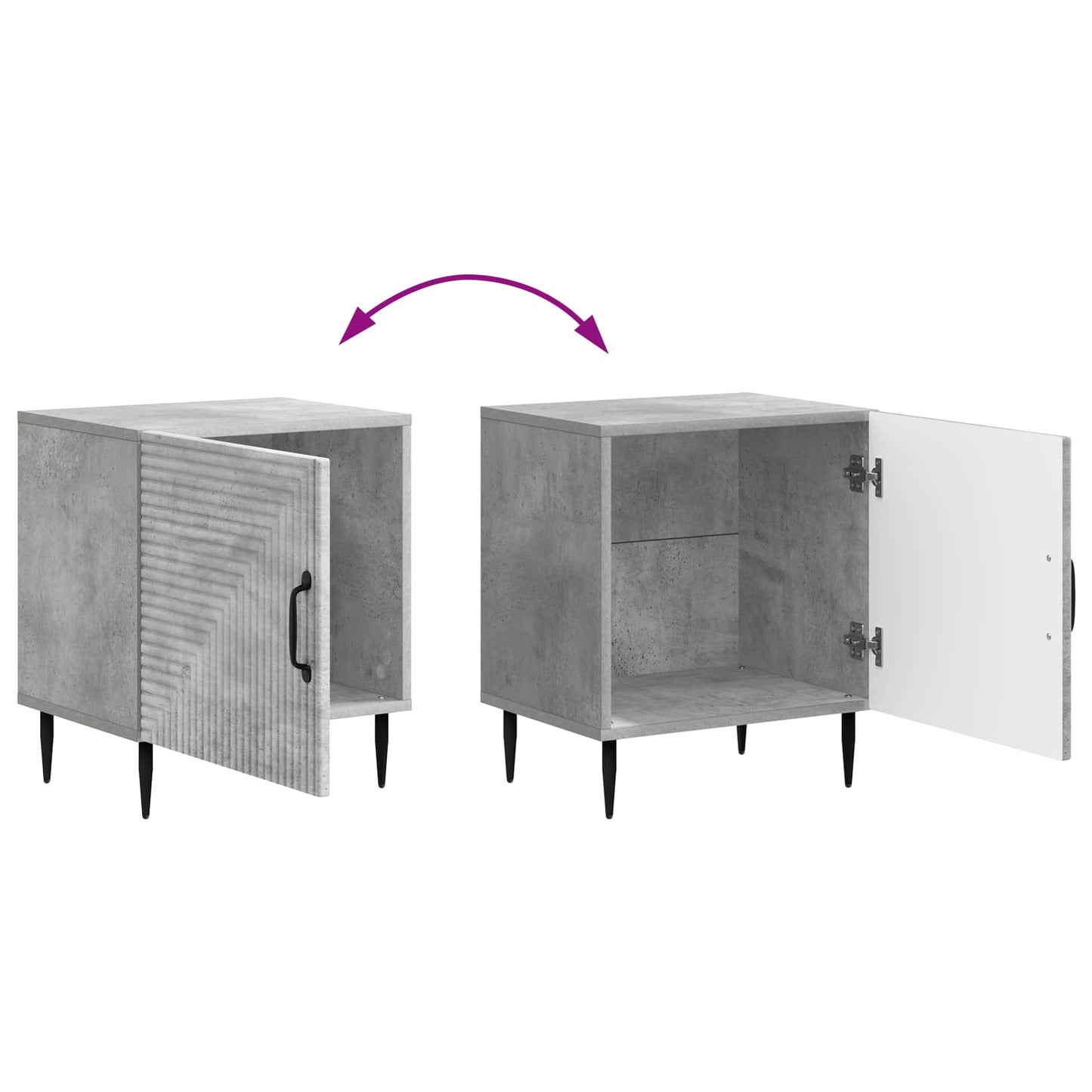 Bedside Cabinet 2 pcs Concrete Grey 43 x 34.5 x 50 cm