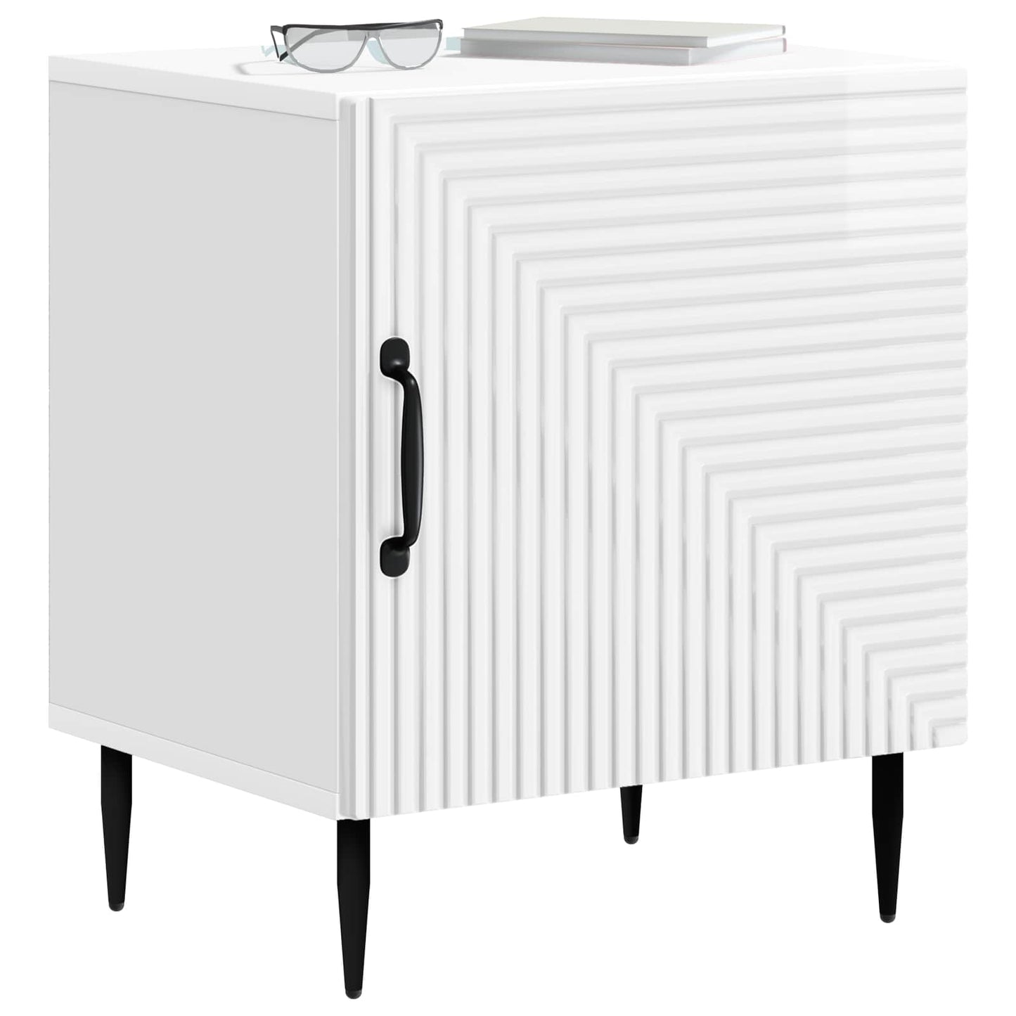 Bedside Cabinet High Gloss White 43 x 34.5 x 50 cm
