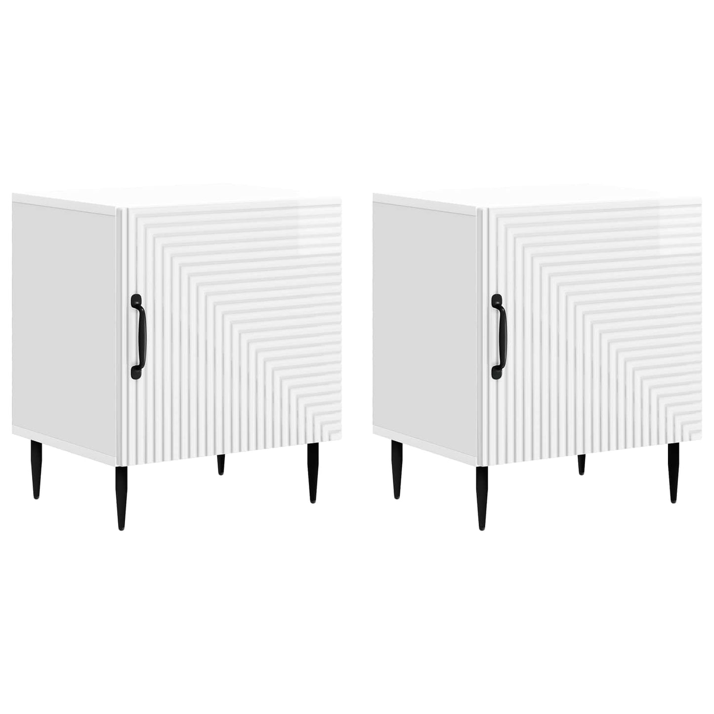 Bedside Cabinet 2 pcs High Gloss White 43 x 34.5 x 50 cm