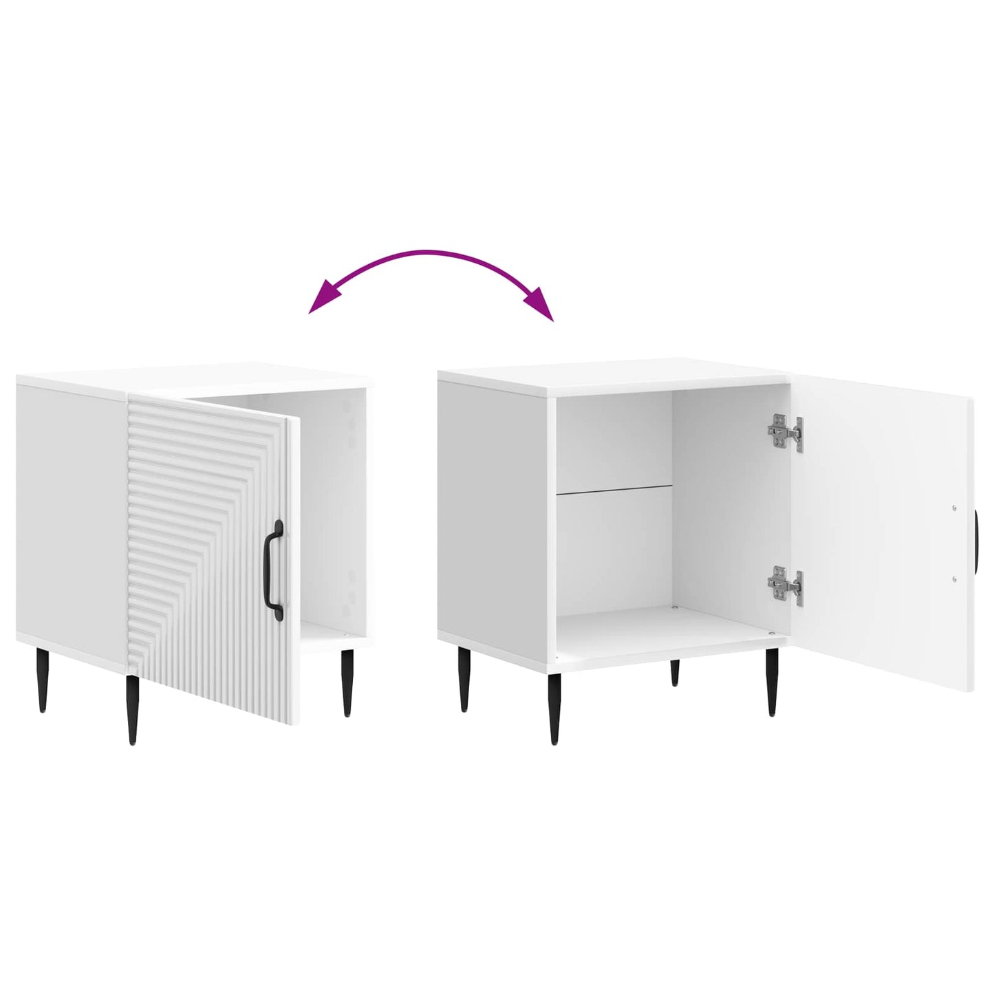 Bedside Cabinet 2 pcs High Gloss White 43 x 34.5 x 50 cm