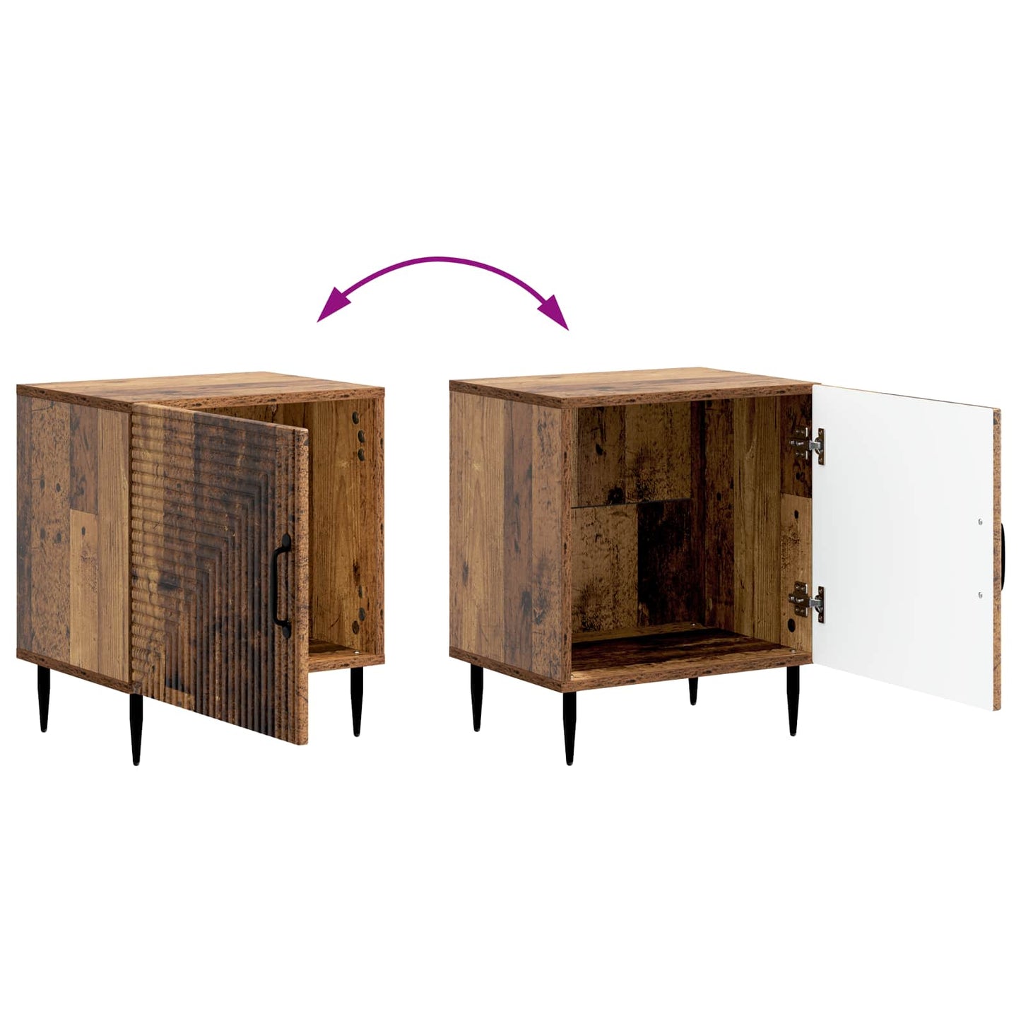 Bedside Cabinet 2 pcs Old Wood 43 x 34.5 x 50 cm