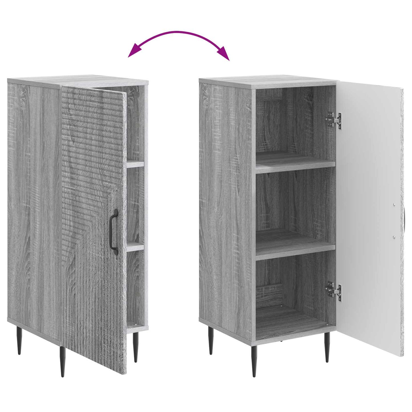 Sideboard Grey Sonoma 33 x 34.5 x 89.5 cm Engineered Wood