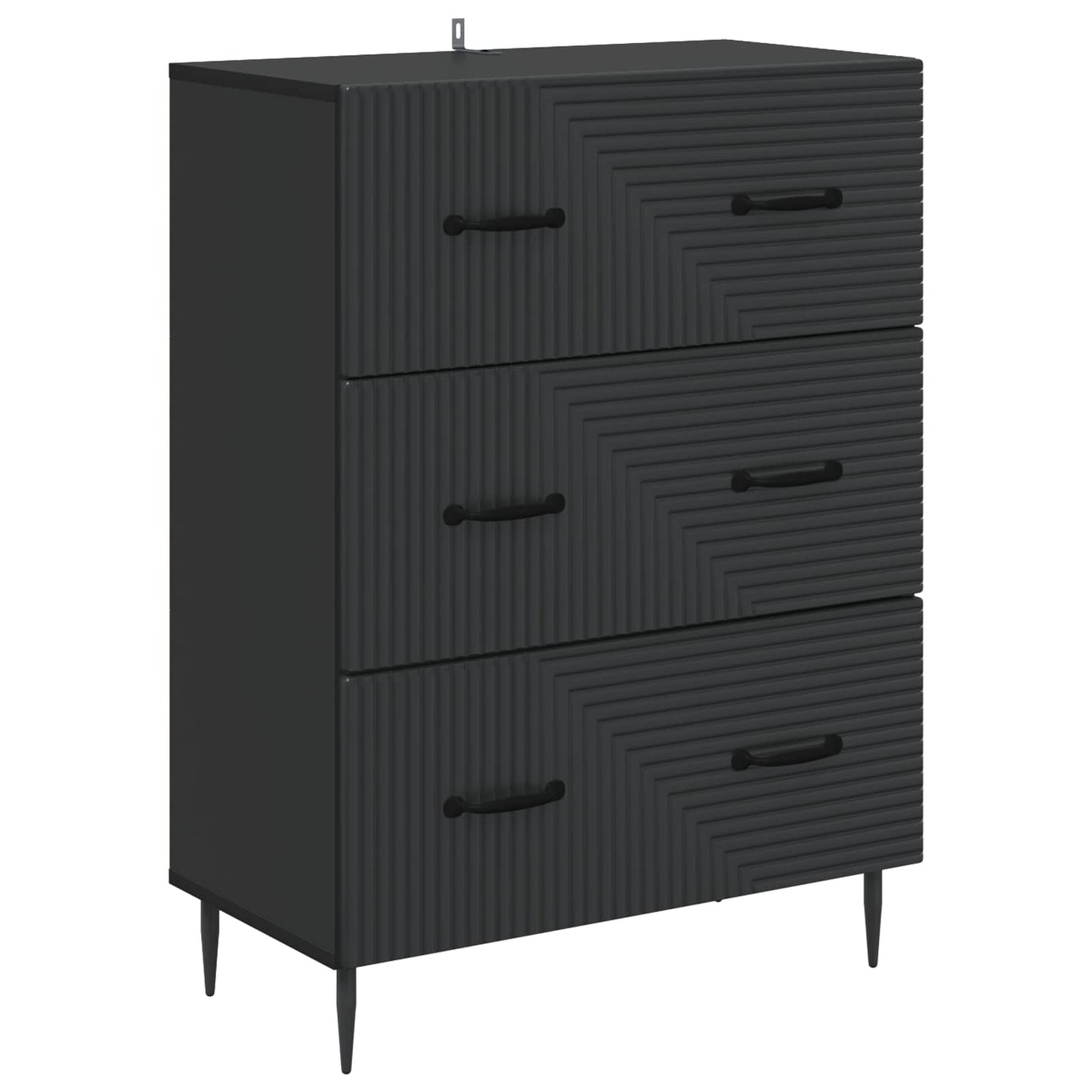 Drawer Cabinet Black 66 x 34.5 x 89.5 cm Engineered Wood