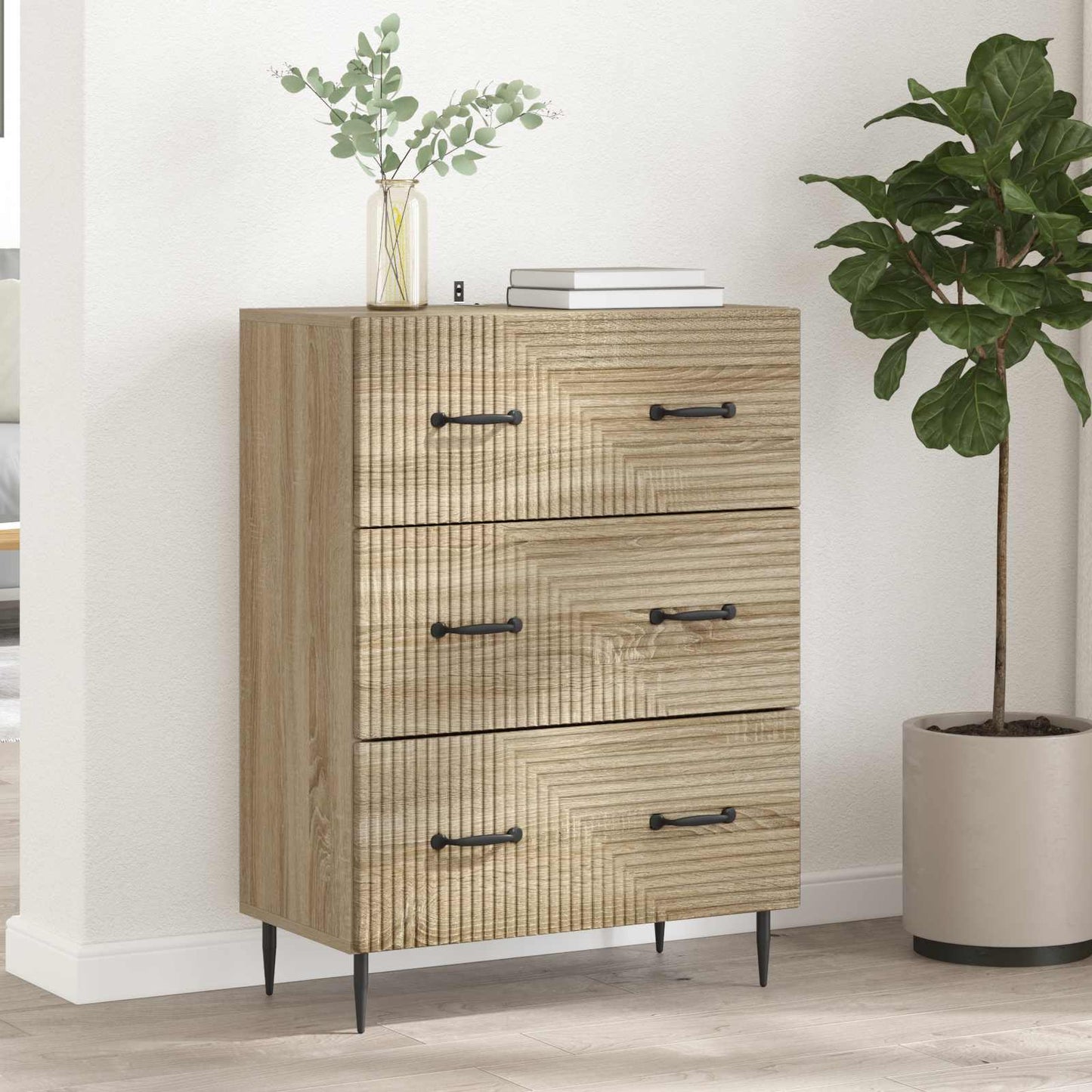 Drawer Cabinet Sonoma Oak 66 x 34.5 x 89.5 cm Engineered Wood
