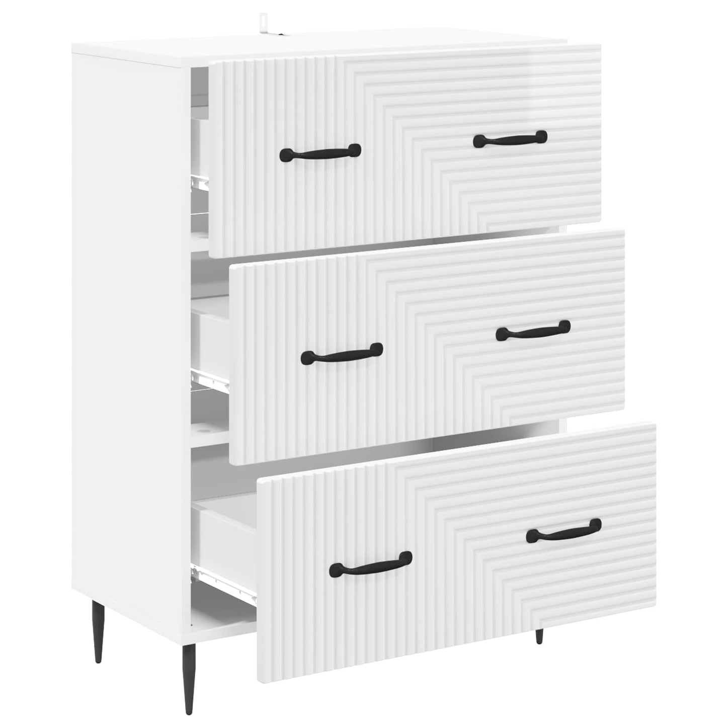 Drawer Cabinet High Gloss White 66 x 34.5 x 89.5 cm