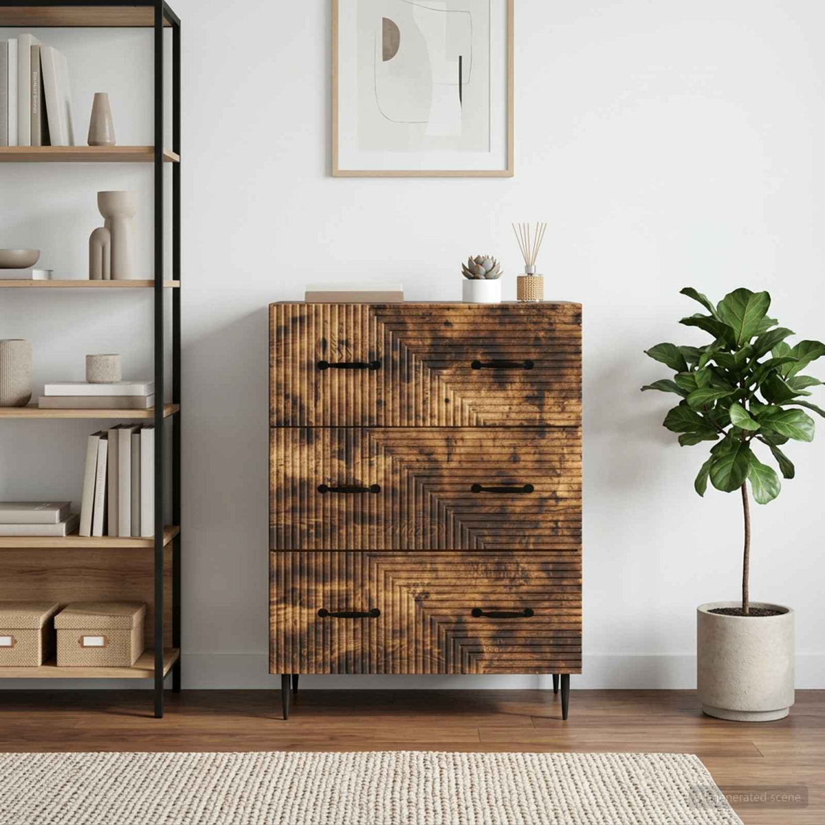 Drawer Cabinet 66 x 34.5 x 89.5 cm Engineered Wood Smoked Oak