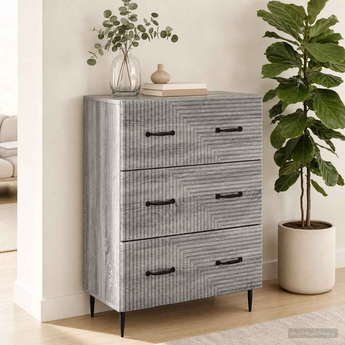 Drawer Cabinet 66 x 34.5 x 89.5 cm Engineered Wood Grey Sonoma