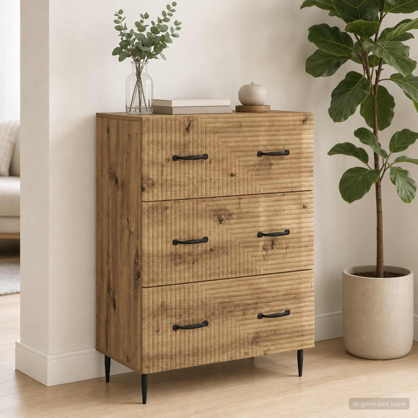 Drawer Cabinet Artisan Oak 66 x 34.5 x 89.5 cm Engineered Wood