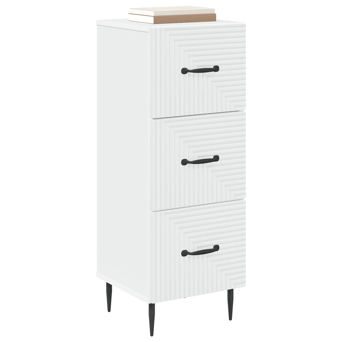 Drawer Cabinet White 33 x 34.5 x 89.5 cm Engineered Wood