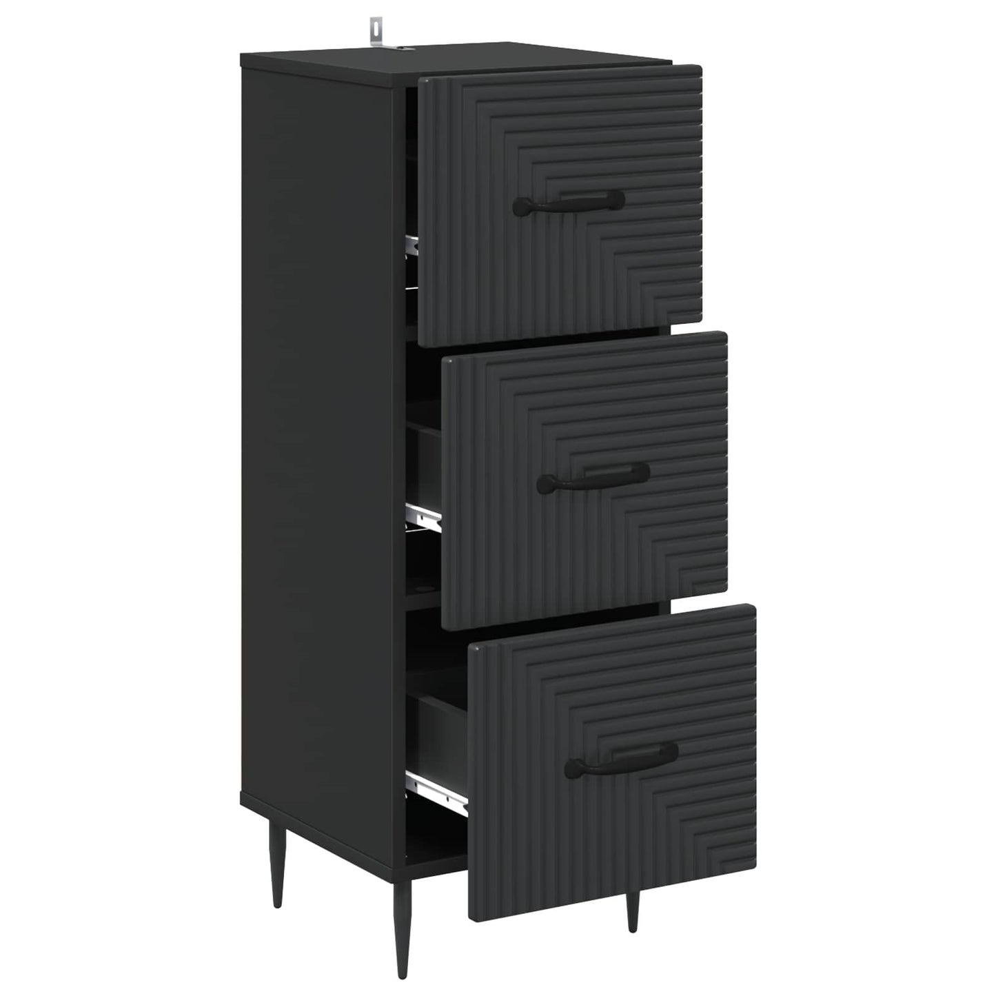Drawer Cabinet Black 33 x 34.5 x 89.5 cm Engineered Wood