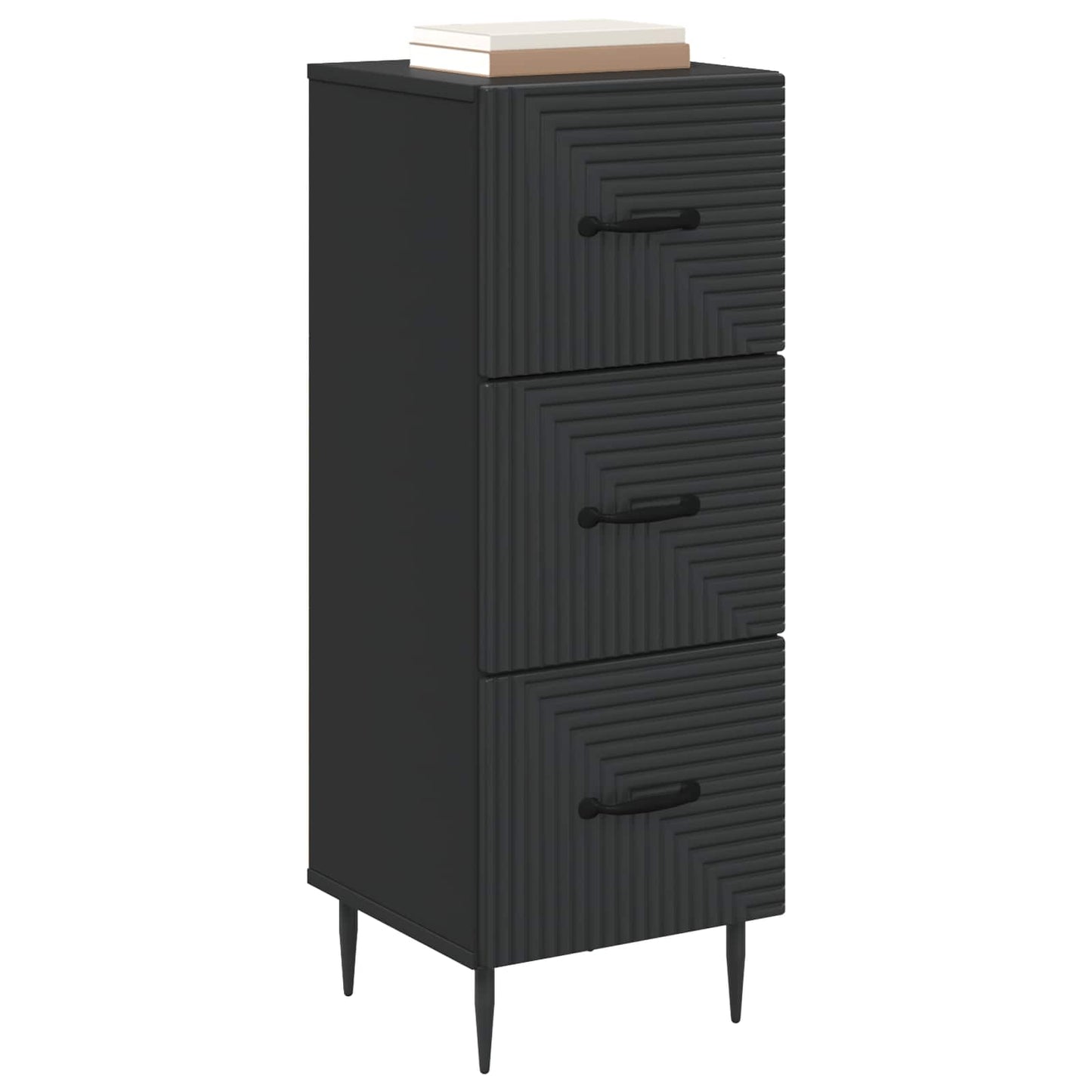 Drawer Cabinet Black 33 x 34.5 x 89.5 cm Engineered Wood
