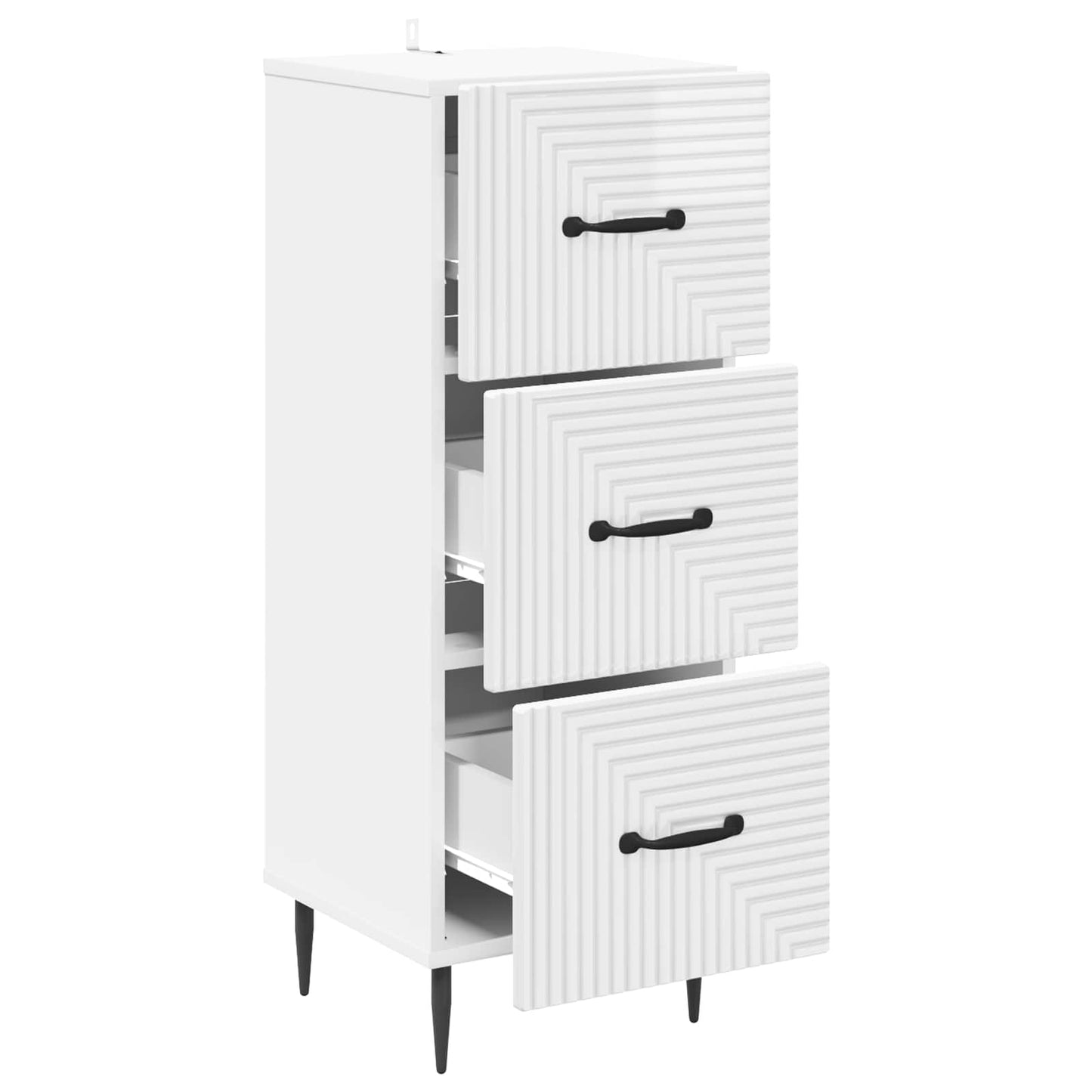 Drawer Cabinet High Gloss White 33 x 34.5 x 89.5 cm
