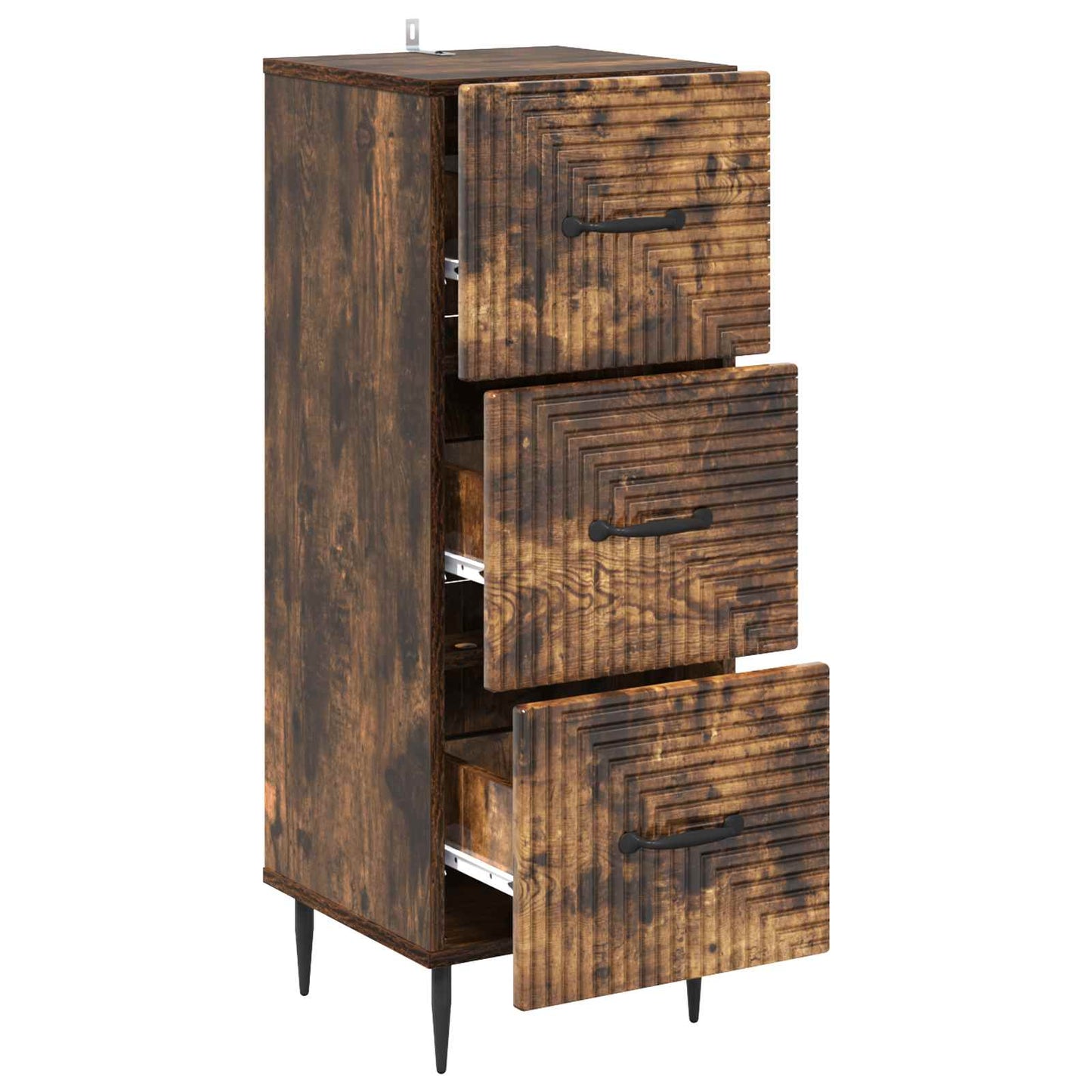 Drawer Cabinet Smoked Oak 33 x 34.5 x 89.5 cm Engineered Wood