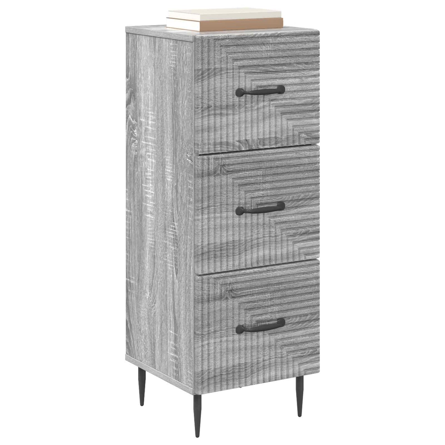 Drawer Cabinet Grey Sonoma 33 x 34.5 x 89.5 cm Engineered Wood
