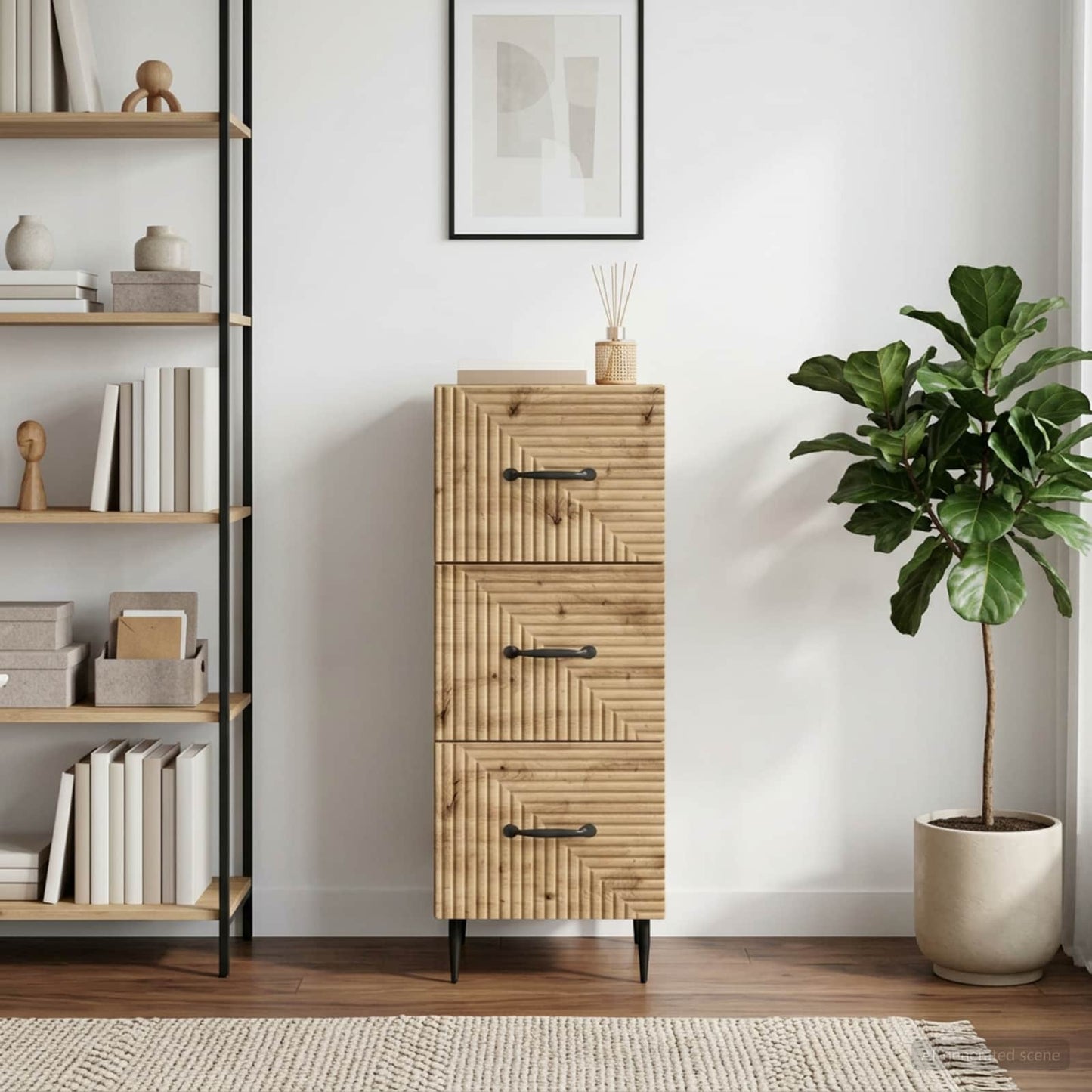 Drawer Cabinet Artisan Oak 33 x 34.5 x 89.5 cm Engineered Wood