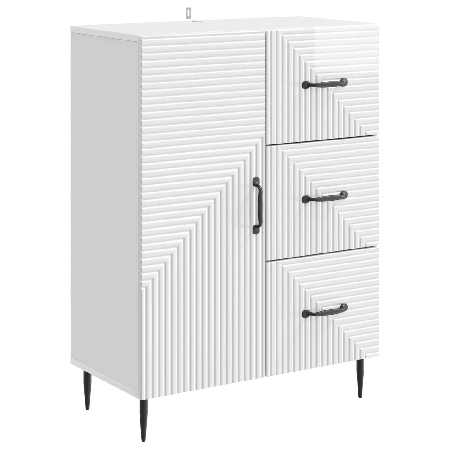 Sideboard High Gloss White 66 x 34.5 x 89.5 cm Engineered Wood