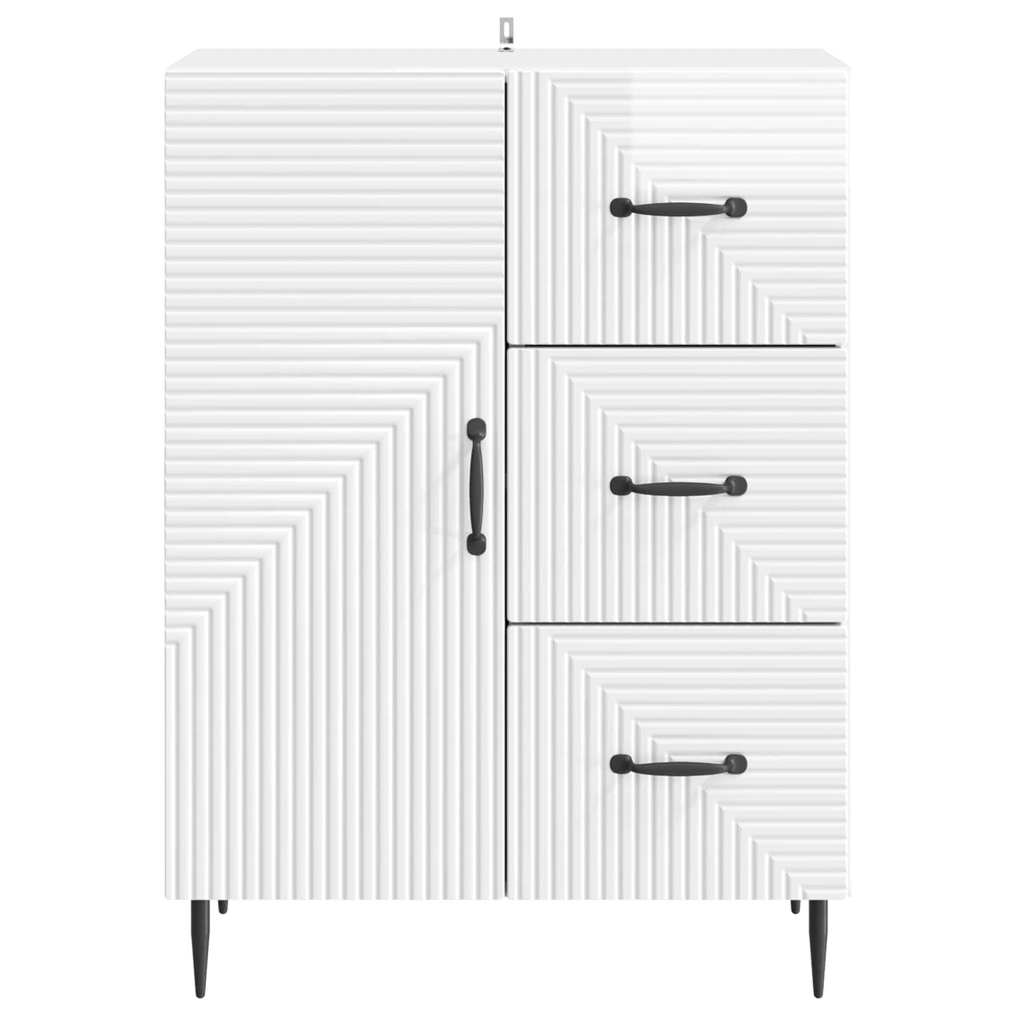 Sideboard High Gloss White 66 x 34.5 x 89.5 cm Engineered Wood