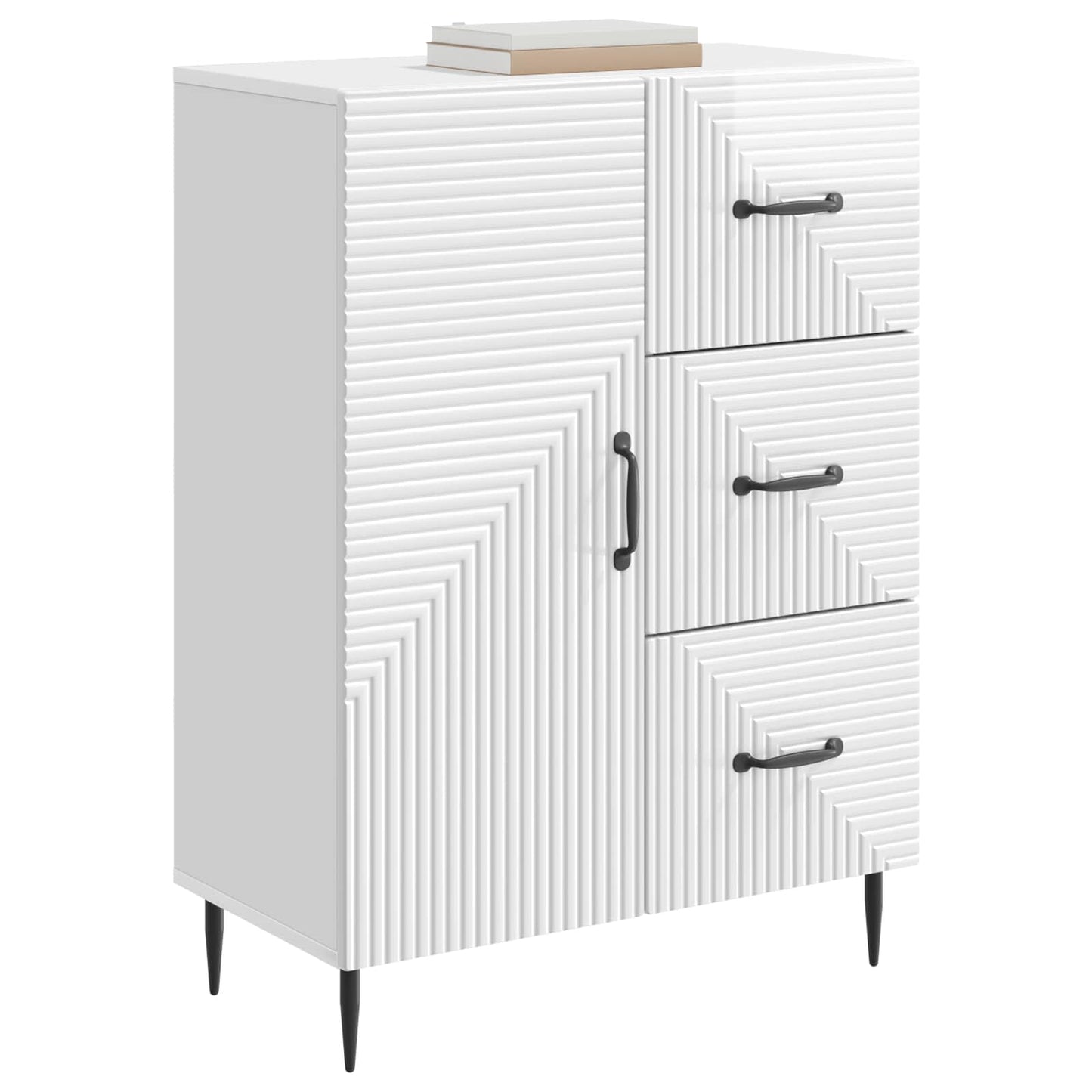 Sideboard High Gloss White 66 x 34.5 x 89.5 cm Engineered Wood