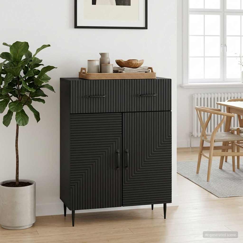 Sideboard Black 66 x 34.5 x 89.5 cm Engineered Wood