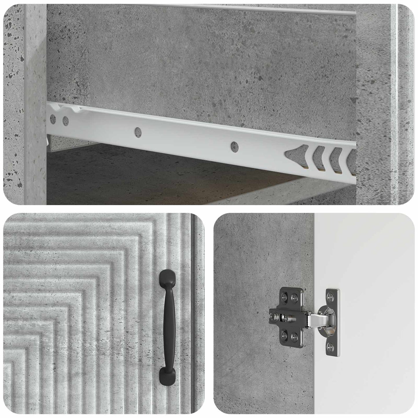 Sideboard Concrete Grey 66 x 34.5 x 89.5 cm Engineered Wood