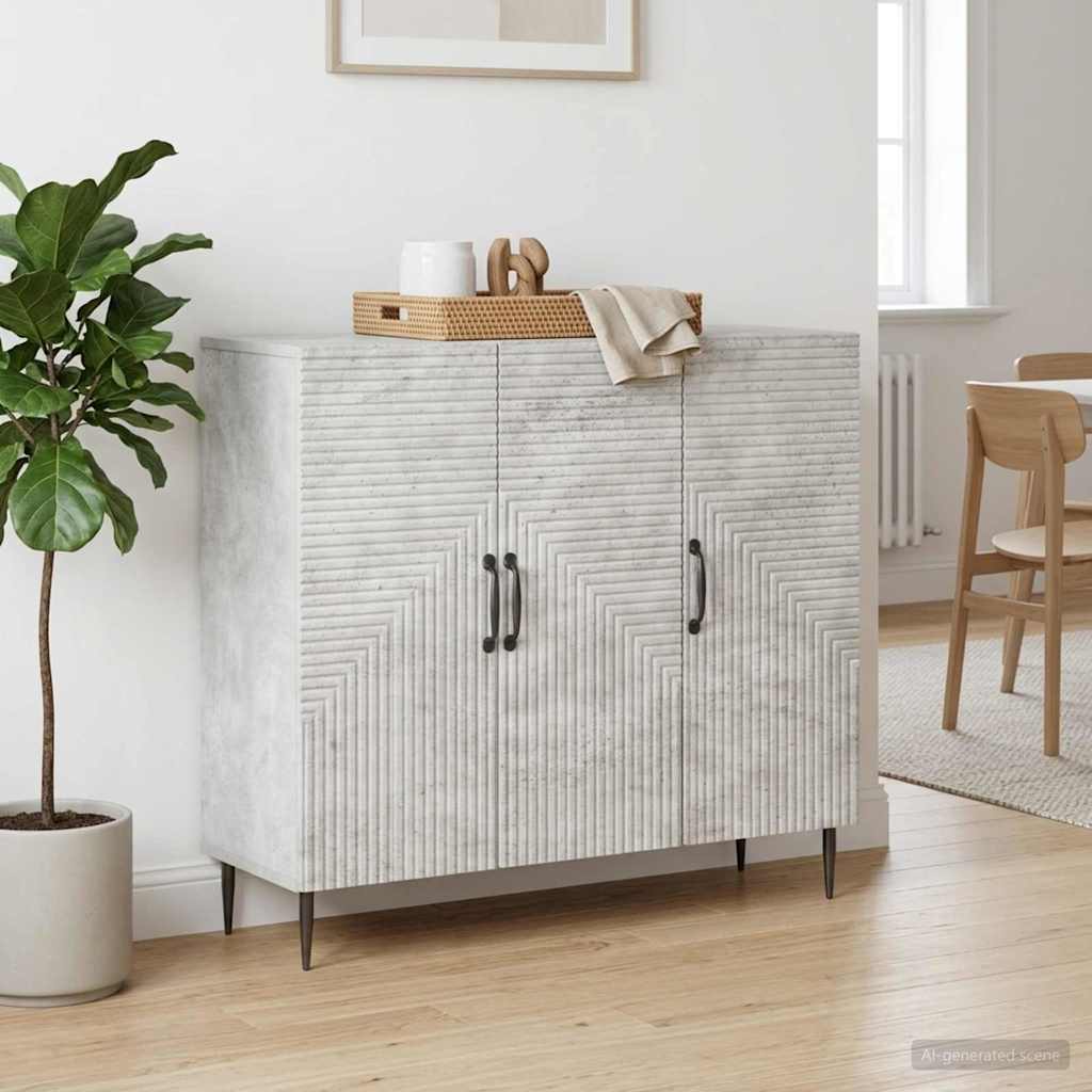 Sideboard Concrete Grey 89 x 34.5 x 80 cm Engineered Wood