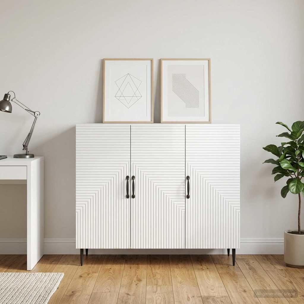 Sideboard High Gloss White 89 x 34.5 x 80 cm Engineered Wood