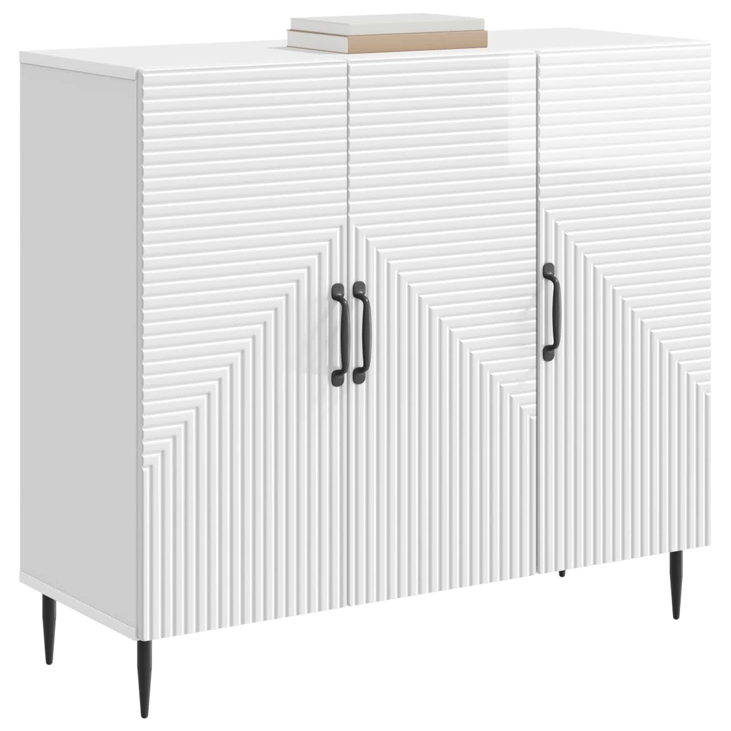 Sideboard High Gloss White 89 x 34.5 x 80 cm Engineered Wood
