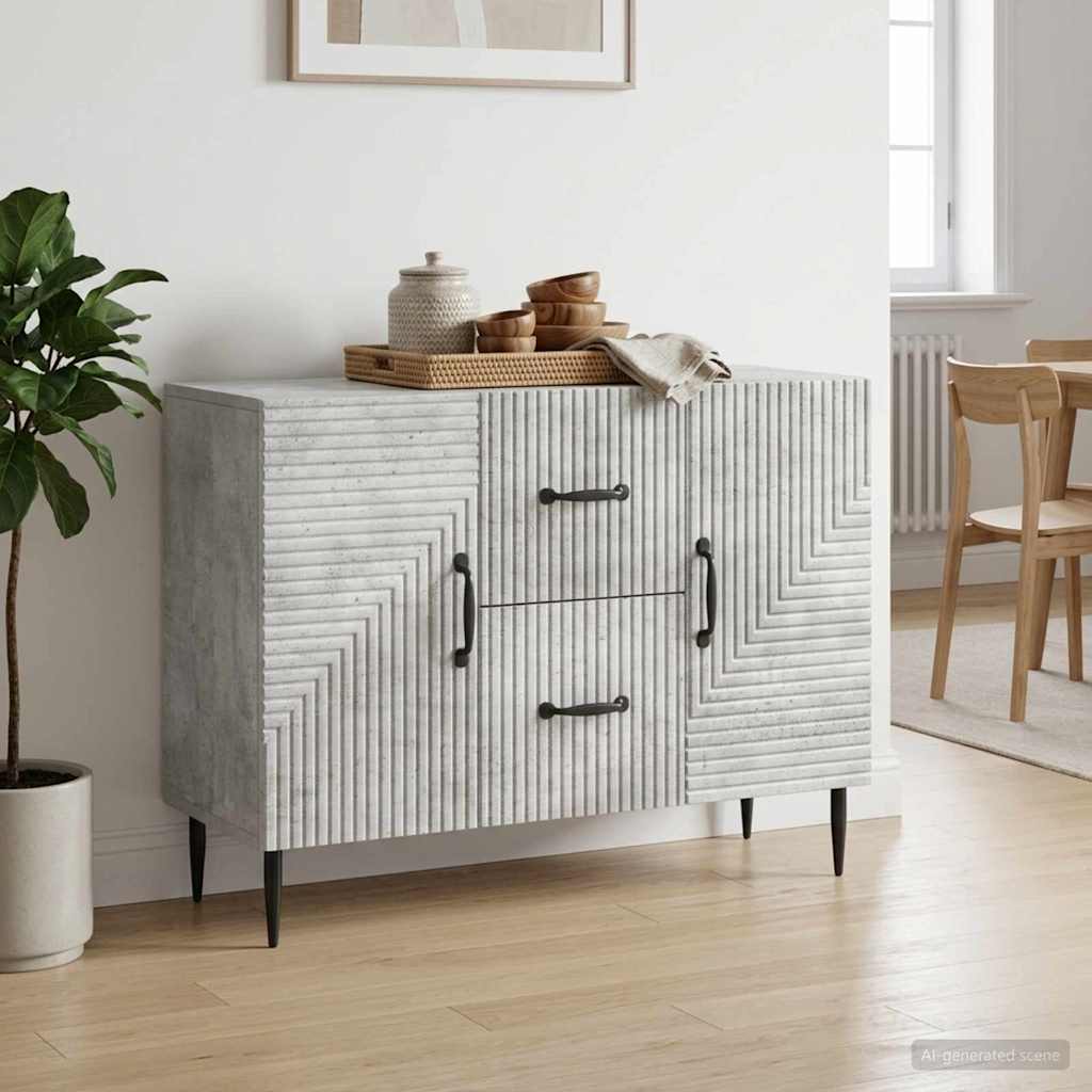 Sideboard Concrete Grey 89 x 34.5 x 60 cm Engineered Wood