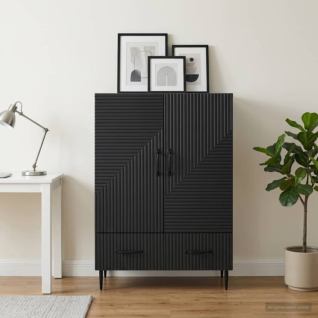 Sideboard with Drawer Black 66 x 34.5 x 95 cm Engineered Wood