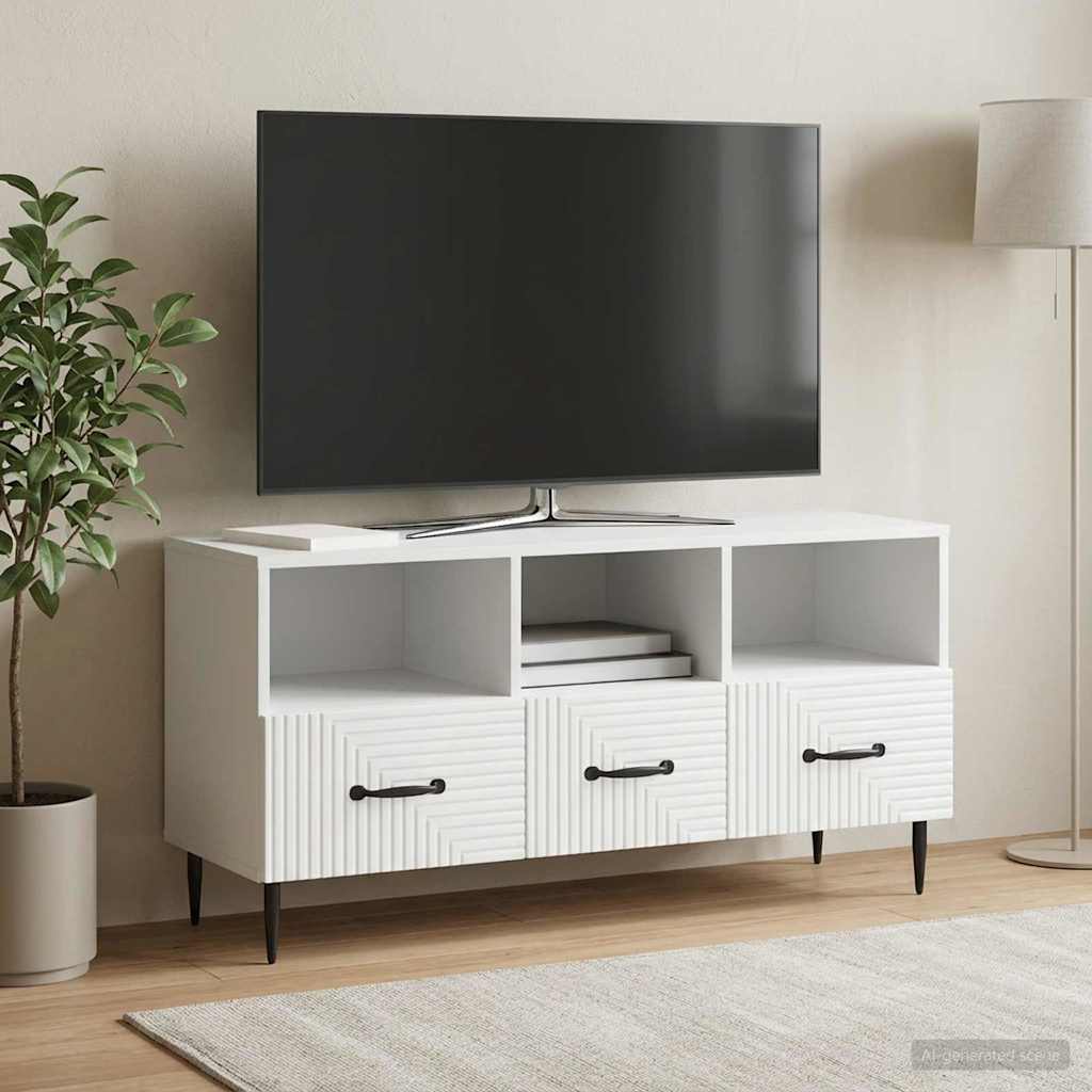 TV Cabinet with Drawer White 102 x 34.5 x 50 cm Engineered Wood