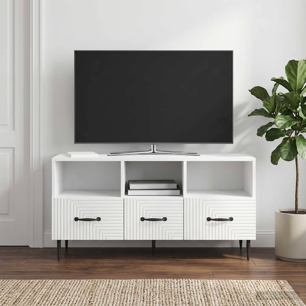 TV Cabinet High Gloss White 102 x 34.5 x 50 cm Engineered Wood