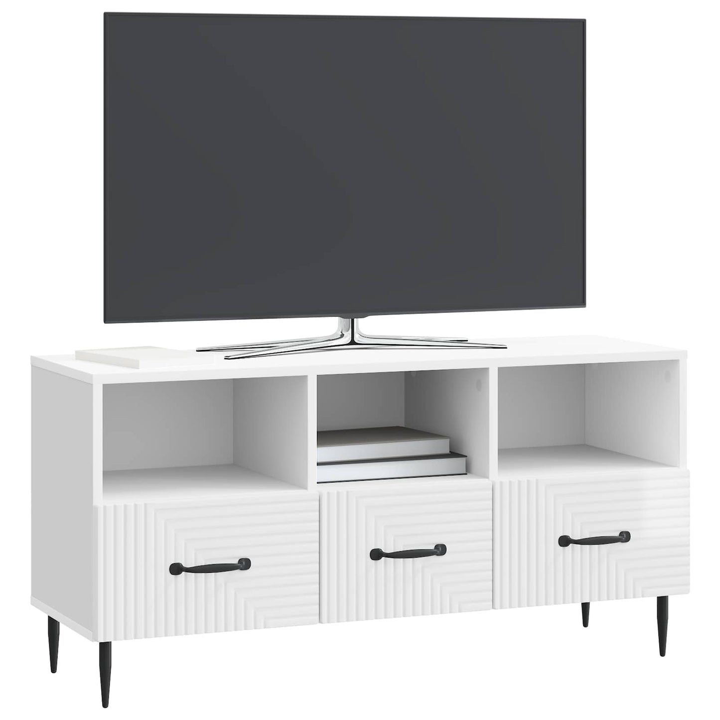 TV Cabinet High Gloss White 102 x 34.5 x 50 cm Engineered Wood