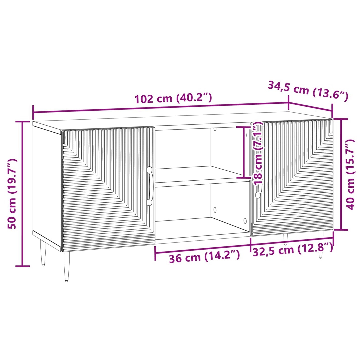 TV Cabinet Old Wood 102 x 34.5 x 50 cm Engineered Wood